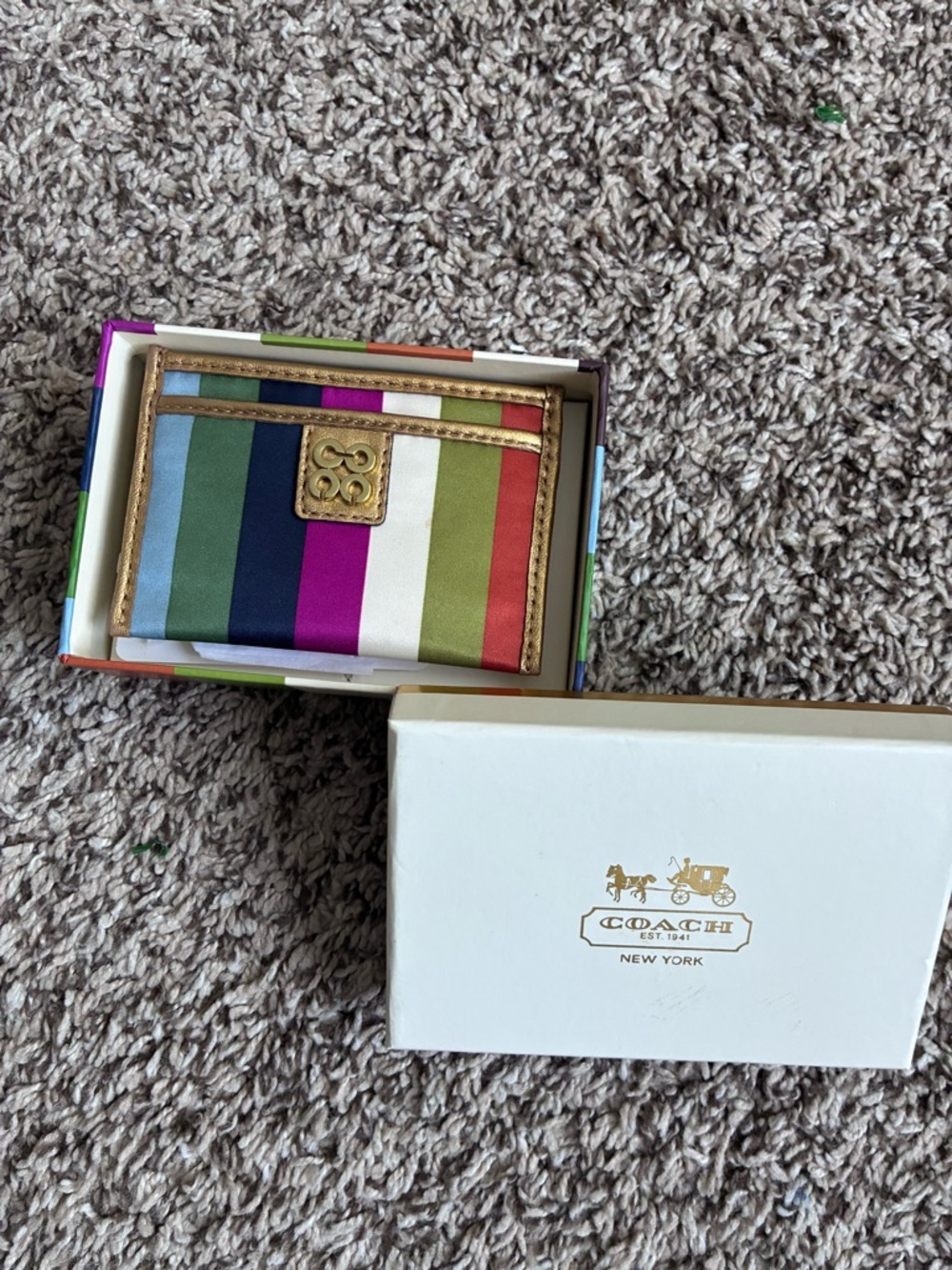 Coach Julia Legacy Stripe Id Credit Card Case Wallet Multicolor - Picture 2 of 5